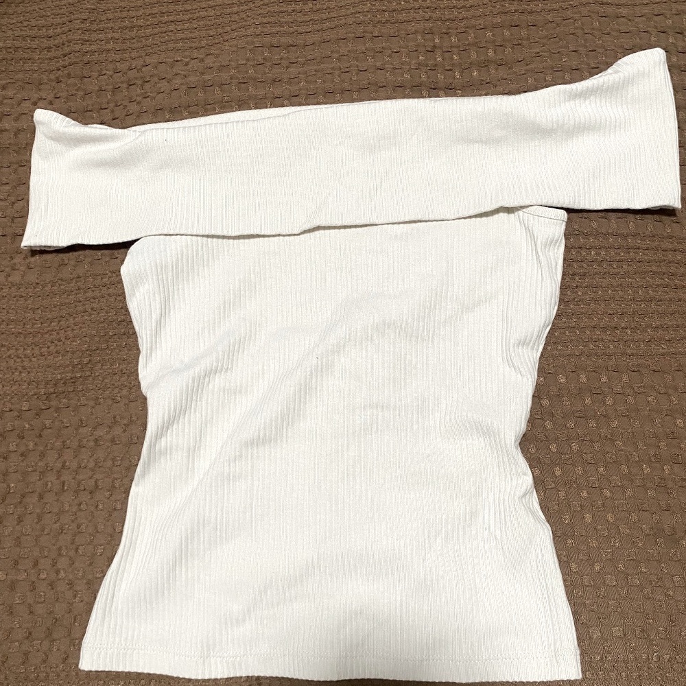 Women’s White Cream Off the Shoulder Top Ribbed Size Small Going Out Top